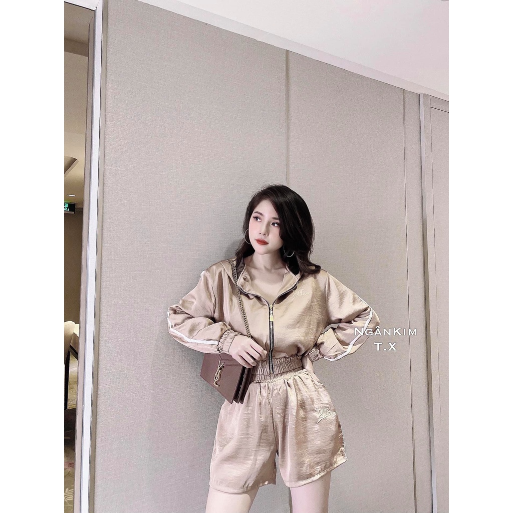 Áo Khoác Cardigan có mũ Cho Nữ chất lụa kèm quần Short ,Áo cadigan nữ Phong Cách Ulzzang Phù Hợp Đi Đà Lạt, Dạo Biển