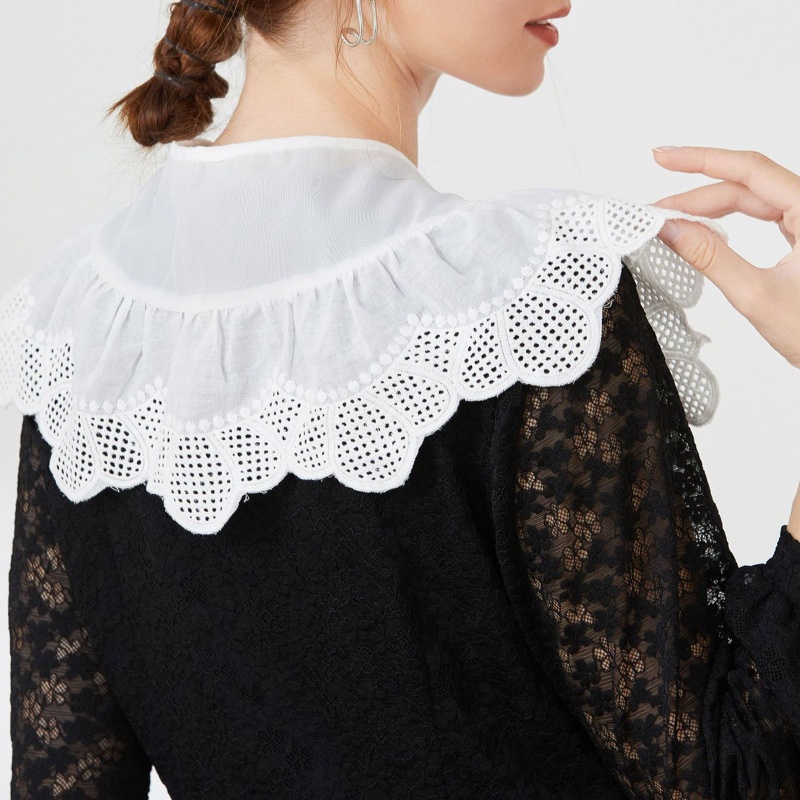 Cổ Áo Giả Thêu Hoa Trang Trí Có Thể Tháo Rời