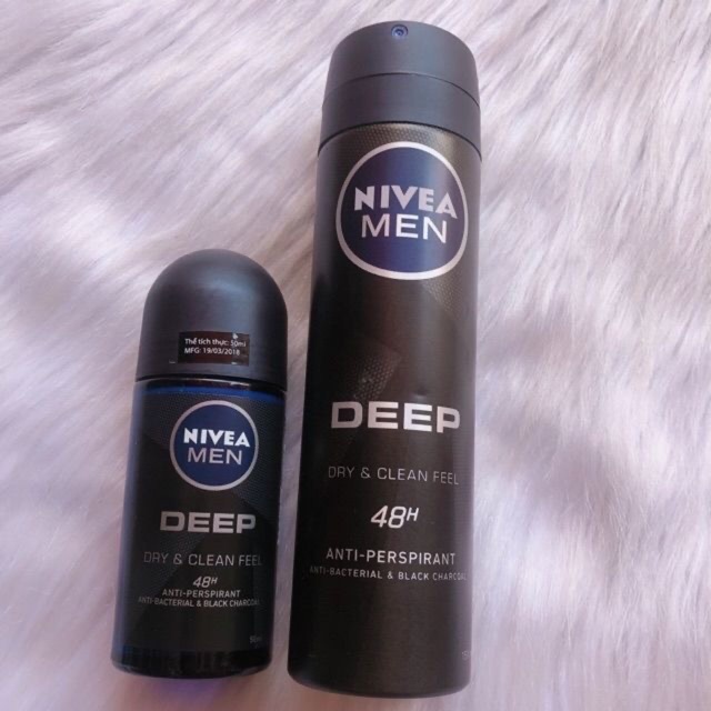 Lăn Ngăn Mùi Nam Nivea 50ml + Xịt khử mùi 150ml