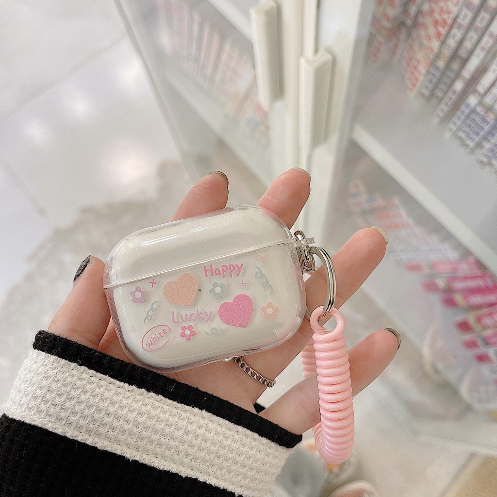 Vỏ Bảo Vệ Hộp Sạc Tai Nghe Bluetooth Không Dây Airpods Pro 2/3 Bằng tpu Kèm Dây Đeo Thời Trang