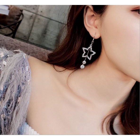 Bông tai nữ kiểu ngôi sao đính đá tòn ten kiểu dáng thời trang quý phái, sang trọng thích hợp đi dự tiệc