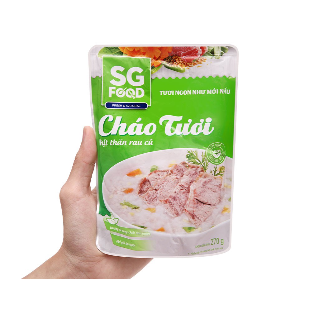 [CHÍNH HÃNG] Cháo Tươi SG Food Fresh & Natural Thịt Thăn Rau Củ Gói 270g (Tươi ngon như mới nấu)