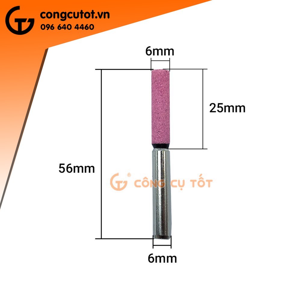 Bộ 5 Mũi đá mài Corundum hồng trục cốt 6 ly cơ bản