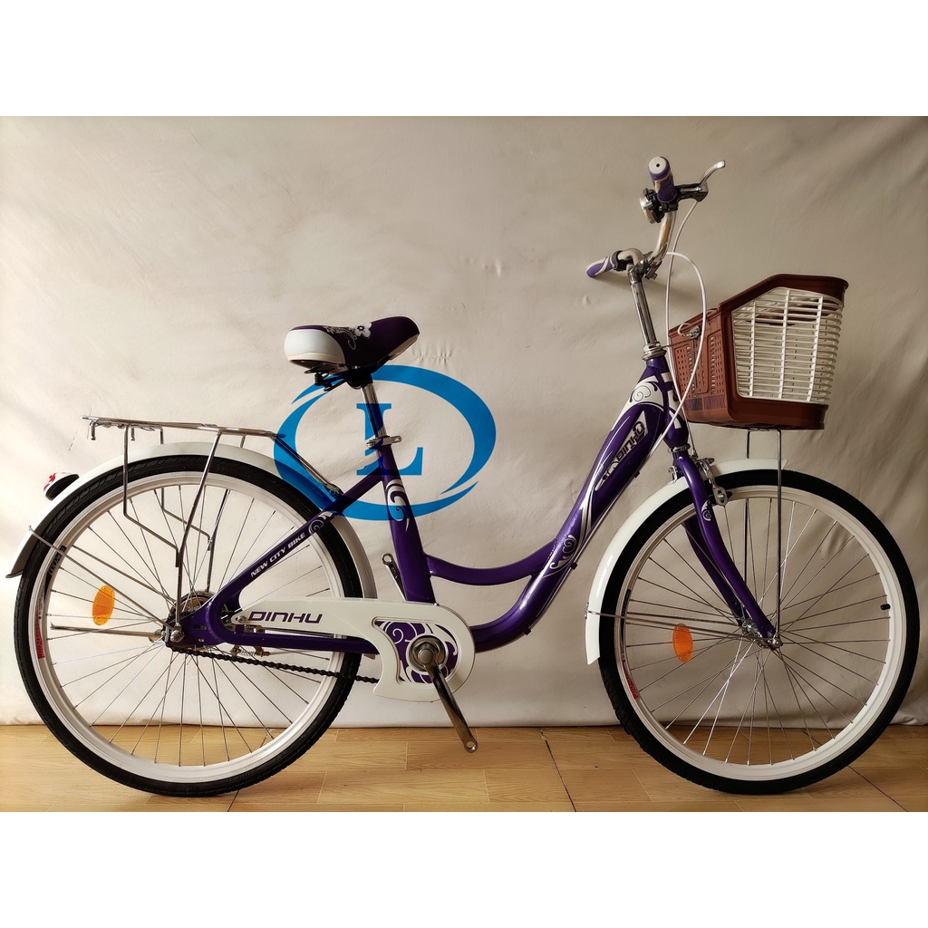 XE ĐẠP 24 INCH NỮ DINHU MÀU TÍM - LHệ Gian Hàng để nhận KM Ạ