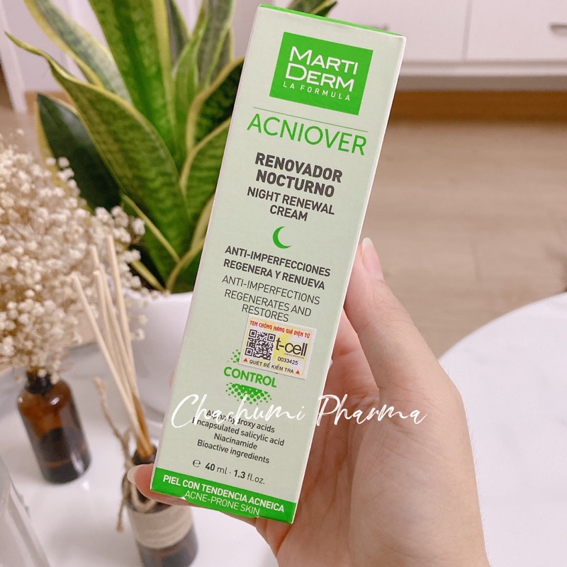 Kem dưỡng tái tạo ban đêm cho da dầu mụn Martiderm acniover night renewal cream