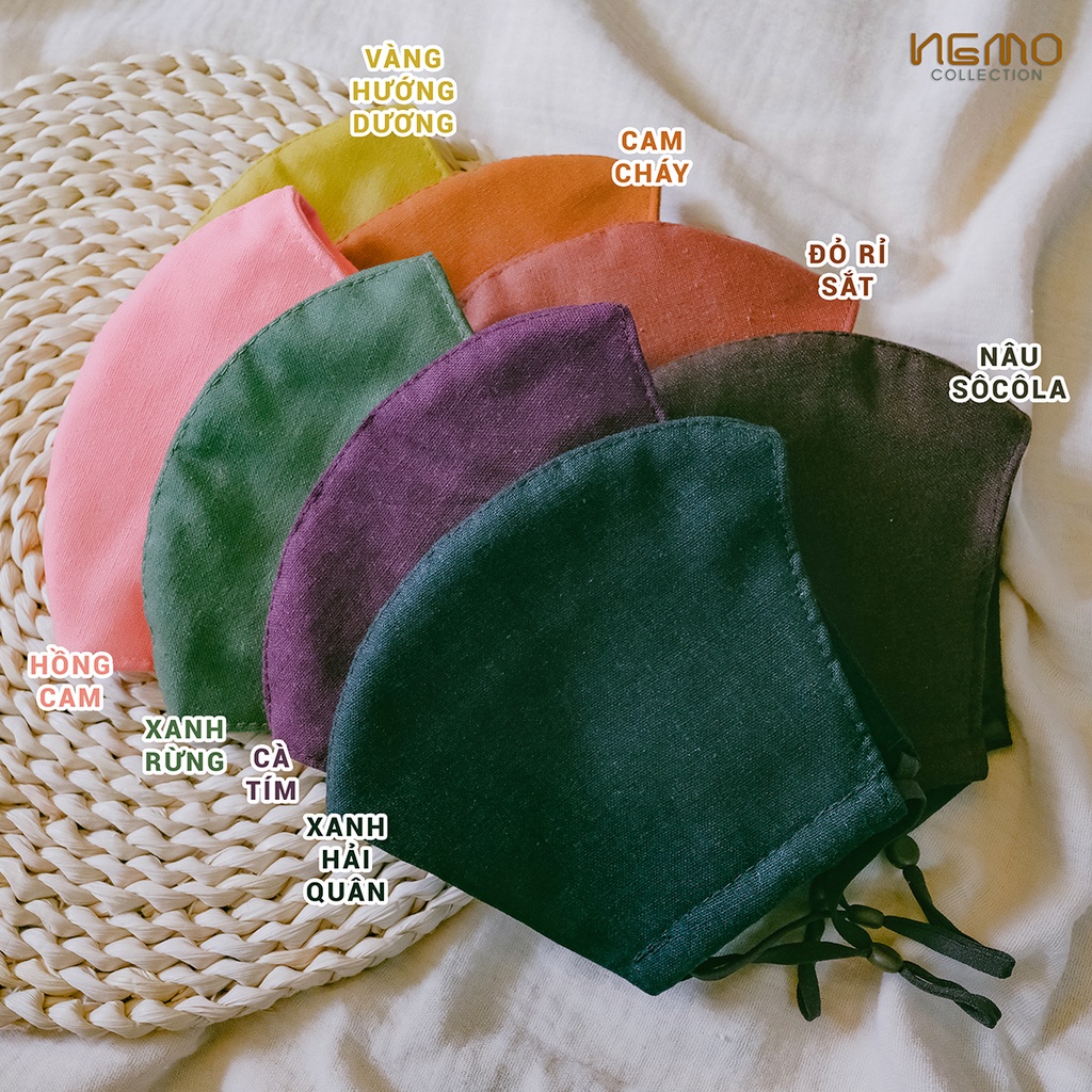 Khẩu Trang Vải 3D NEMO Full Linen Cao Cấp, Kiểu Dáng Thời Trang, Lọc Bụi, Chống Nắng, Kháng Khuẩn - KTLSM