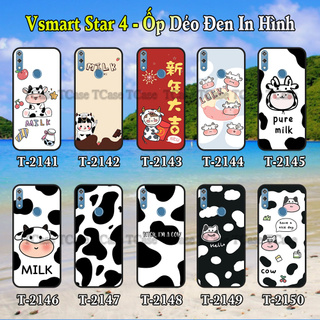 Ốp lưng Vsmart Star 4 dẻo đen in hình Bò Sữa