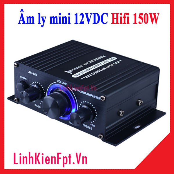 Âm Ly Mini 12VDC HiFi Công Suất Đỉnh 150W