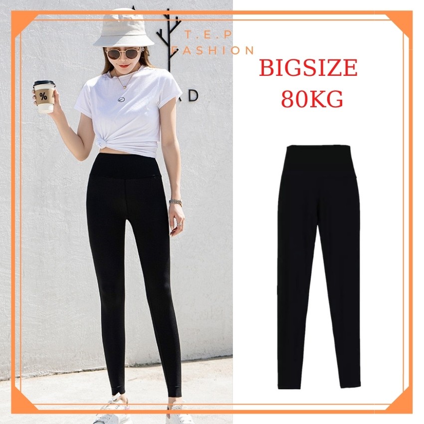 Quần Legging Dài Xuất Hàn Nâng Mông Cạp Cao Gen Bụng Co Dãn 4 Chiều Size To Đại Bigsize 80kg Tep fashion - LGDAI01