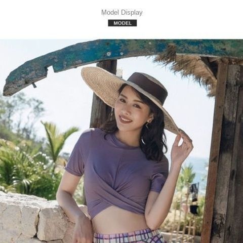 Bộ Đồ Bơi Hai Mảnh Họa Tiết Sọc Caro Phong Cách Quyến Rũ Cho Nữ