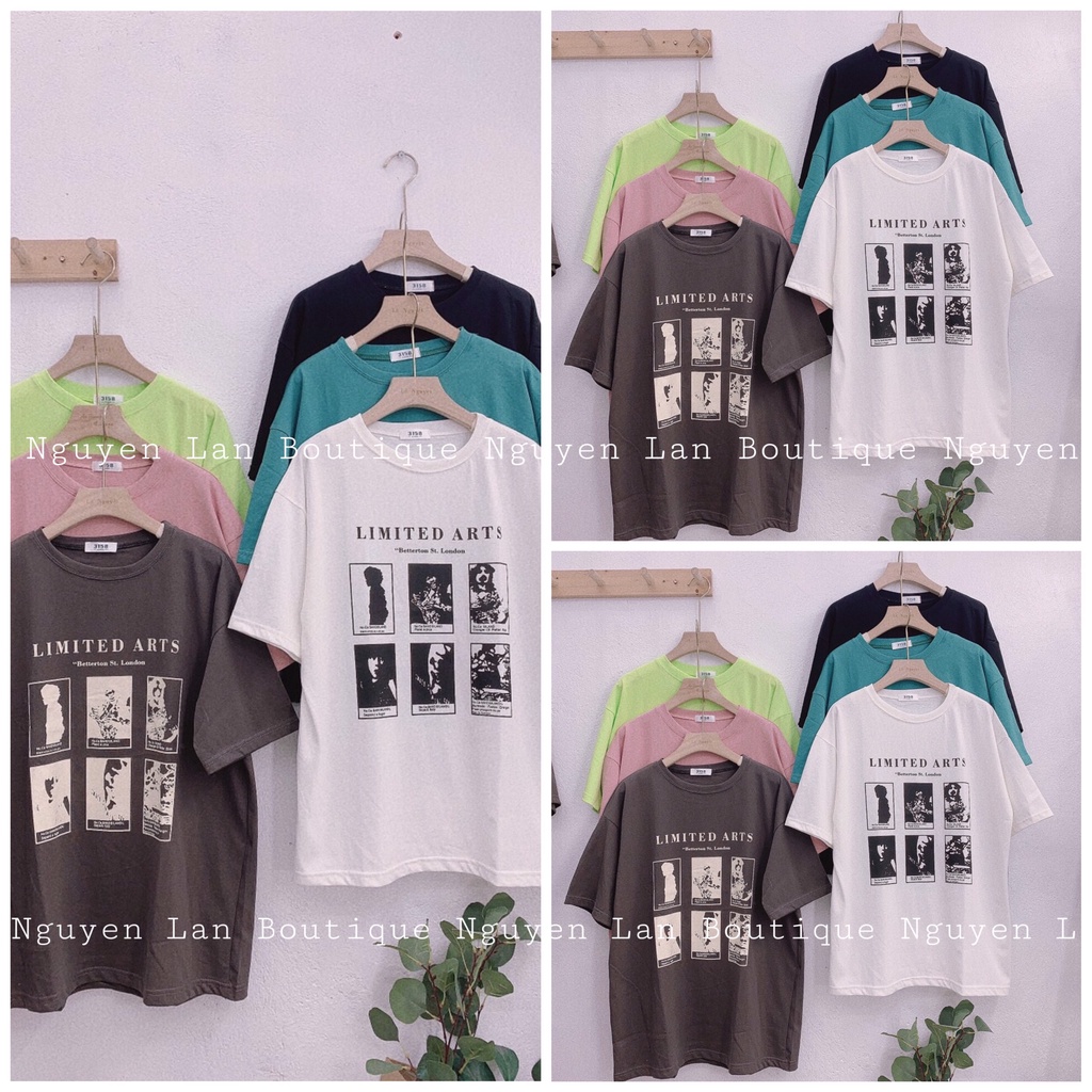 Áo phông nam nữ in chữ LIMITED ARTS hàng quảng châu chất cotton 100% áo thun form rộng tay lỡ NL077