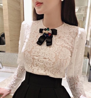 Set Áo ren trắng kèm Chân váy (có tag nơ ảnh thật)