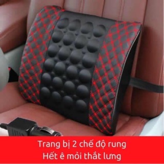 Đệm massage lưng trên xe hơi, Gối tựa lưng trên ô tô massage rung lắc thư giãn,gối massage lưng giảm đau điện 12V