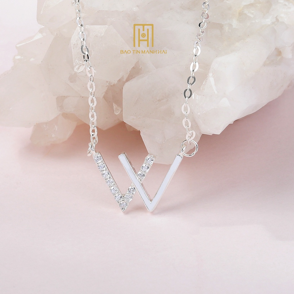Dây chuyền Bạc ta hình chữ W phong cách Hàn Quốc DB06 Bảo Tín Mạnh Hải