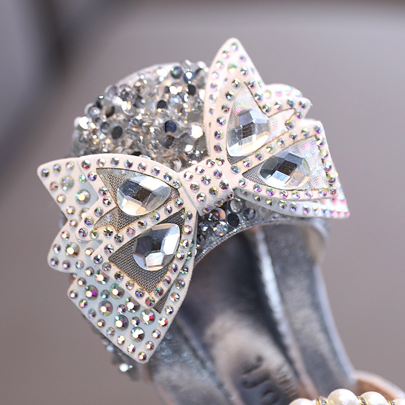 Giày nơ đế bằng đính đá lấp lánh siêu xinh cho bé gái