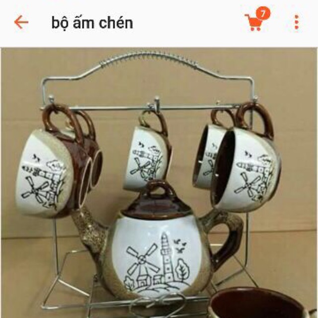 Combo 4 Bộ ấm chén coffe kèm giá treo