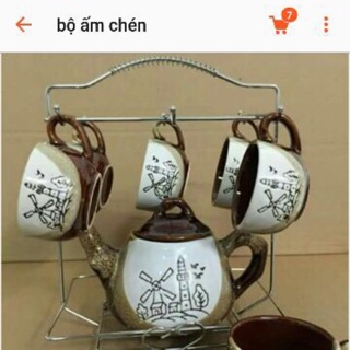 Combo 4 Bộ ấm chén coffe kèm giá treo