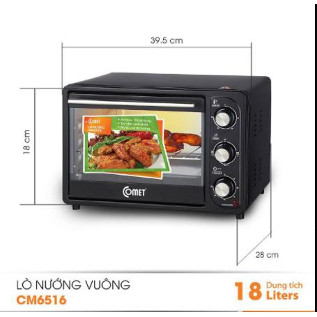 Lò nướng đa năng Comet 18 Lít - CM6516  - Hàng chính hãng (Bảo hành 12 tháng)