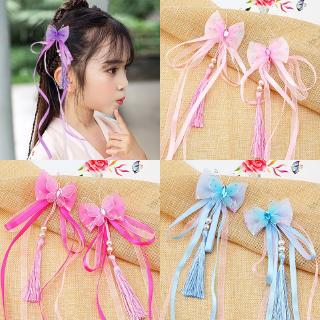 Dễ thương Trẻ em Bướm tua Kẹp tóc Cổ điển Ruy băng tua Phụ kiện tóc Đôi 5 màu