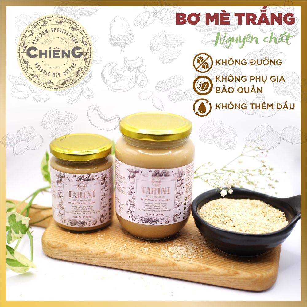 Bơ Mè Trắng Không Đường, Ăn Kiêng, Nguyên chất, Natural Black Sesame Paste -Tahini - CHIÊNG FOOD - 120g/220g/500g