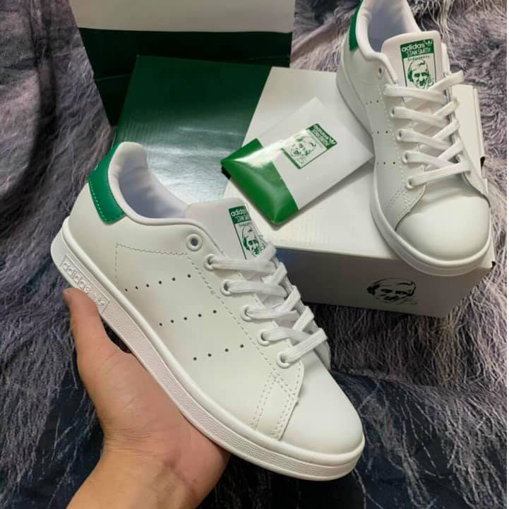 Giày thể thao sneaker stan smith màu trắng gót xanh full size, full bill box hàng 1:1 | BigBuy360 - bigbuy360.vn