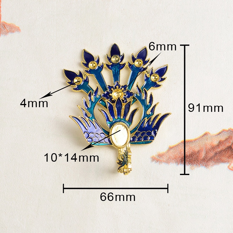 1 phiến đúc phượng hoàng sơn tráng men phong cách điểm thúy 66*91mm nguyên liệu làm trang sức cổ trang cosplay có màu KC