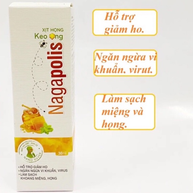 Xịt Keo Ong Nagapolis Xịt Họng Hỗ Trợ Giảm Ho, Ngứa Họng - 30ml Dùng an toàn cho trẻ nhỏ và phụ nữ có thai