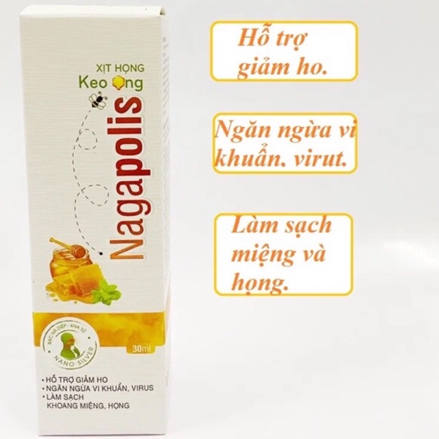 [CHÍNH HÃNG] Xịt Keo Ong Nagapolis Xịt Họng Hỗ Trợ Giảm Ho, Ngứa Họng - 30ml Dùng an toàn cho trẻ nhỏ và phụ nữ có thai