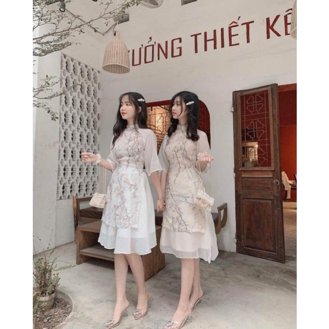 Áo dài cách tân nữ hoa thêu cao cấp [HÀNG CÓ SẴN]