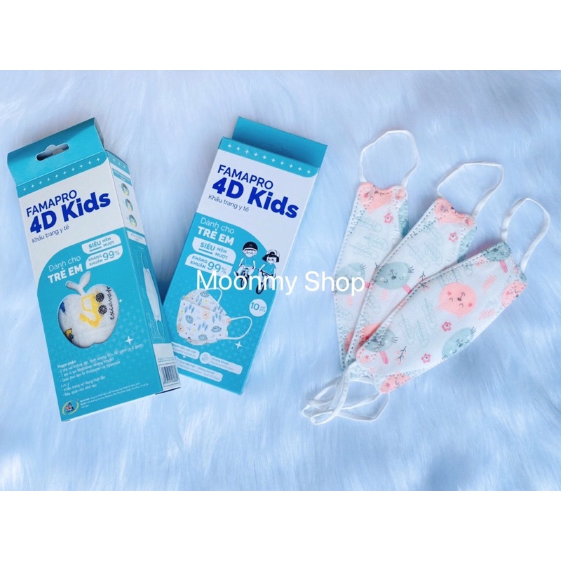 Sỉ 1 thùng 50 hộp 500 cái khẩu trang Famapro kids/khẩu trang cho bé 4-10 tuổi