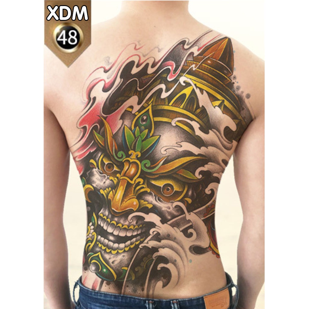 Hình Xăm Dán Kín Lưng Mặt Quỷ Chụp Ảnh, Đóng Phim, Dễ Dàng Tẩy Xóa - Dùng 2-5 Ngày
