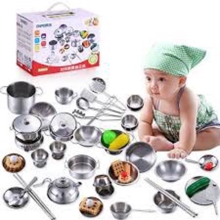 Bộ đồ chơi nấu ăn mini, inox 40 món,đồ chơi thông minh cho bé