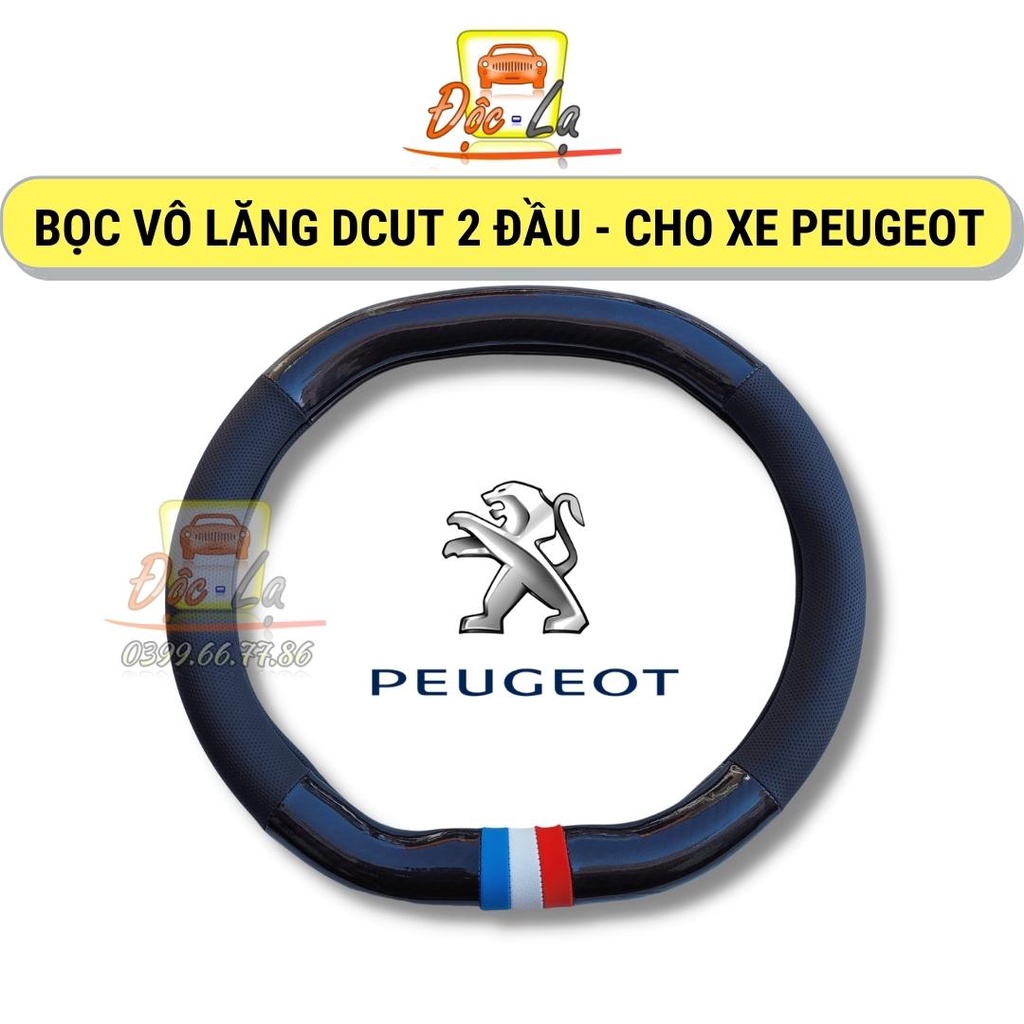 Vỏ bọc vô lăng xe hơi Peugeot 4008 5008 2008 loại carbon D cut 2 đầu có lỗ thông hơi thoáng khí cao cấp