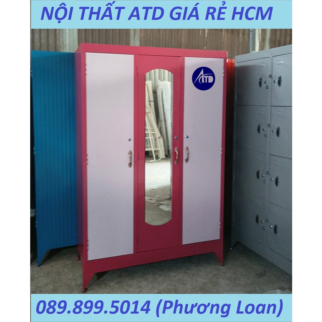 Tủ sắt quần áo 3 cánh 1m8x1m2 giá rẻ giao hàng nhanh miễn phí tận nơi