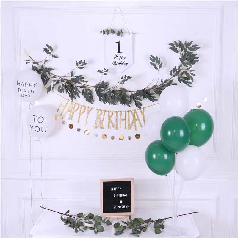 Dây Cờ Happy Birthday In Số Tuổi Tặng Kèm Lá Táo Phong Cách Hàn Quốc Chất Liệu Vải Canvas