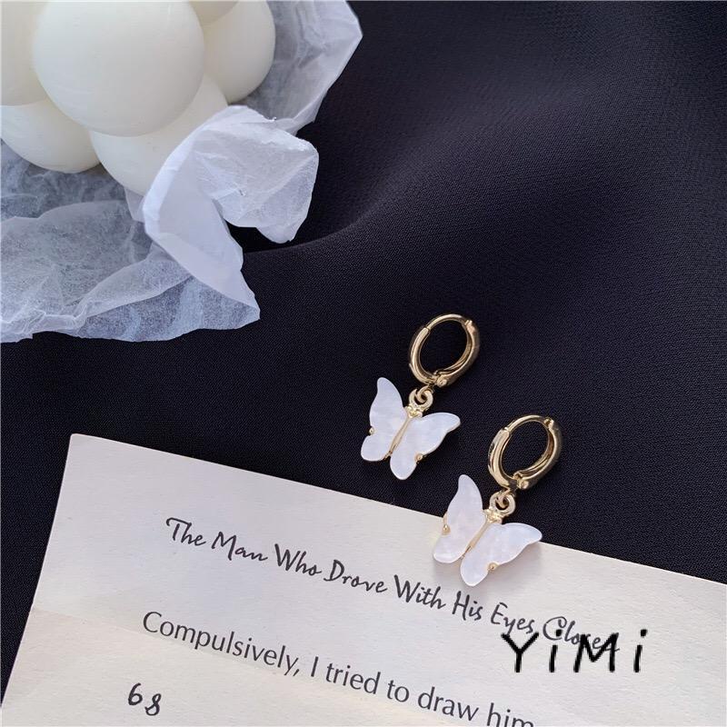 Bông tai mạ bạc hình bướm đơn giản phong cách ngọt ngào thời trang Hàn Quốc cho nữ