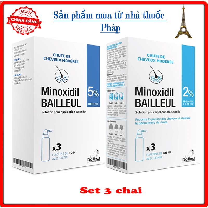 Mọc Tóc Nhanh Chóng - An Toàn. Lọ Xịt Minoxidil Bailleul 2% - Nhập khẩu Pháp. Giảm Rụng Tóc Và Kích Thích Mọc Tóc