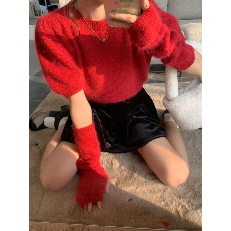 Hàng Mới Về Áo Sweater Dệt Kim Cổ Tròn Dáng Rộng Thời Trang Mùa Xuân