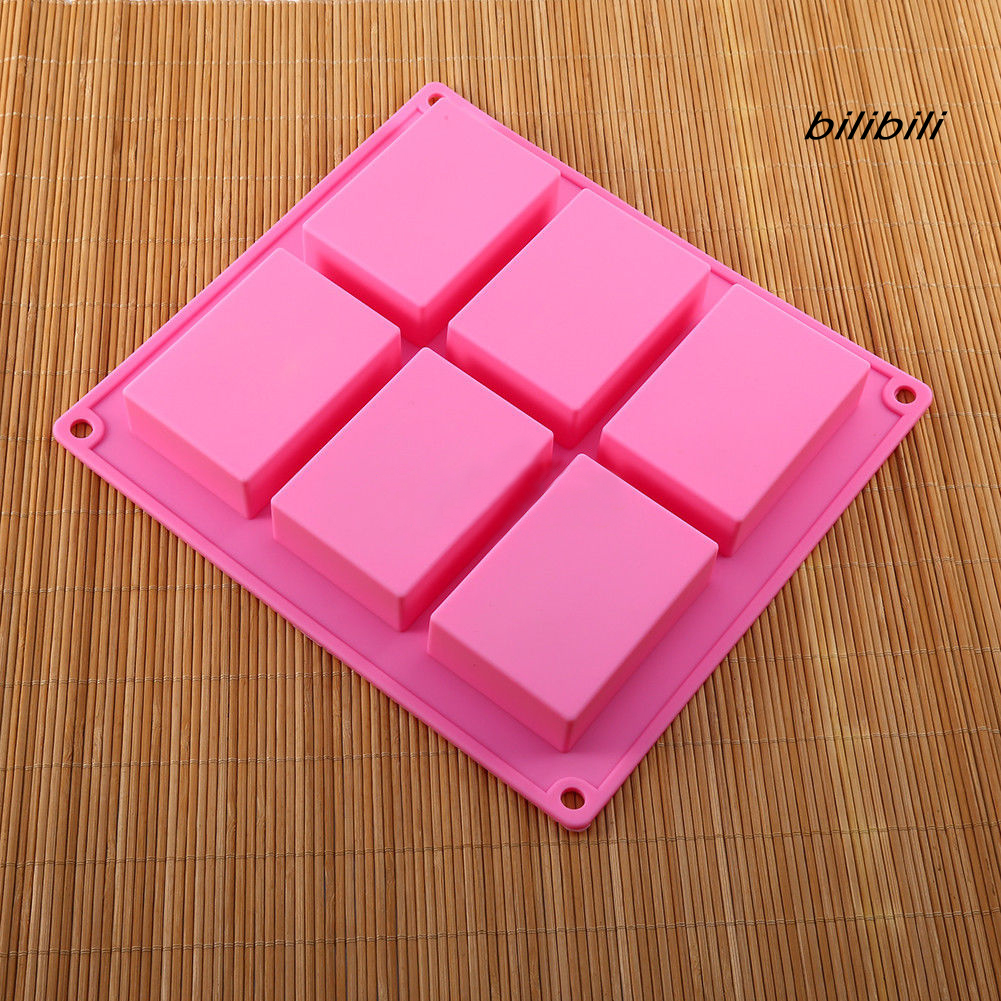 Khuôn silicon 6 ngăn hình chữ nhật dùng làm xà phòng tiện dụng chất lượng cao