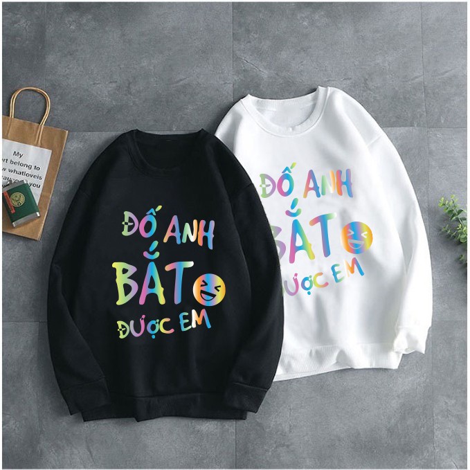 Áo Sweeter Nỉ Trơn Dài Tay In Chữ Cá Tính Phản Quang