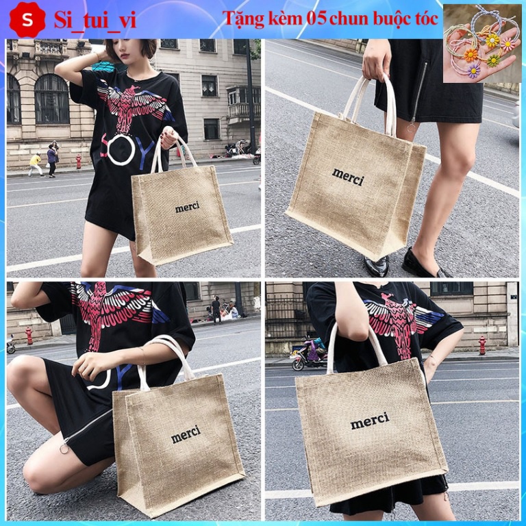 Túi Xách Nữ Cói Merci Thời Trang đi biển Cao Cấp Đi chơi thiết kế đơn giản Tiện Dụng _TDC543