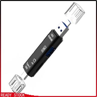 5 in 1 USB 2.0 Type C / USB / Micro USB SD TF Memory Card Reader OTG Adapter