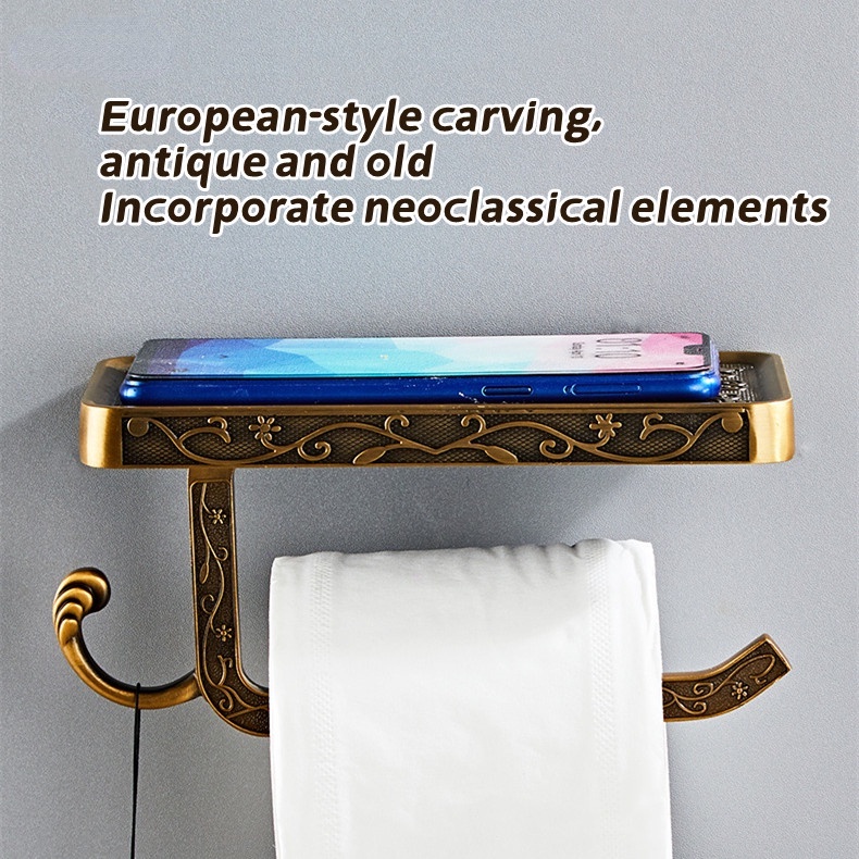 Giá Đỡ Cuộn Khăn Giấy Bằng Nhôm Họa Tiết Cổ Điển Phong Cách Châu Âu Tiện Dụng Cho Điện Thoại / Toilet