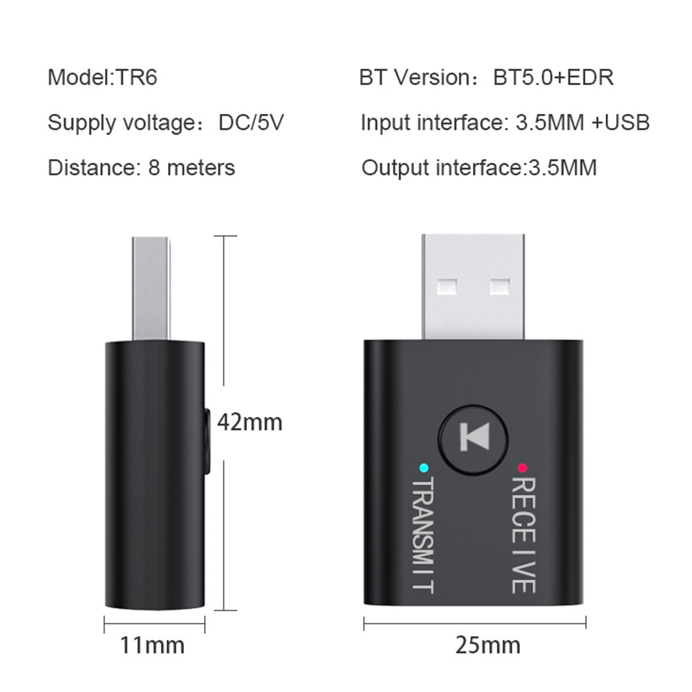 Bộ chuyển đổi USB bluetooth 5.0 dùng thu phát tín hiệu bluetooth không mini dành cho máy tính laptop