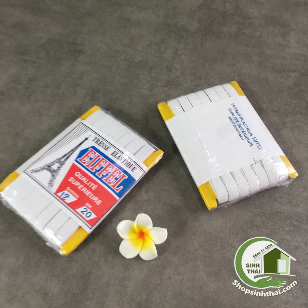 Vỉ 20 mét dây thun luồn quần, tép dây chun bản rộng 12mm màu trắng