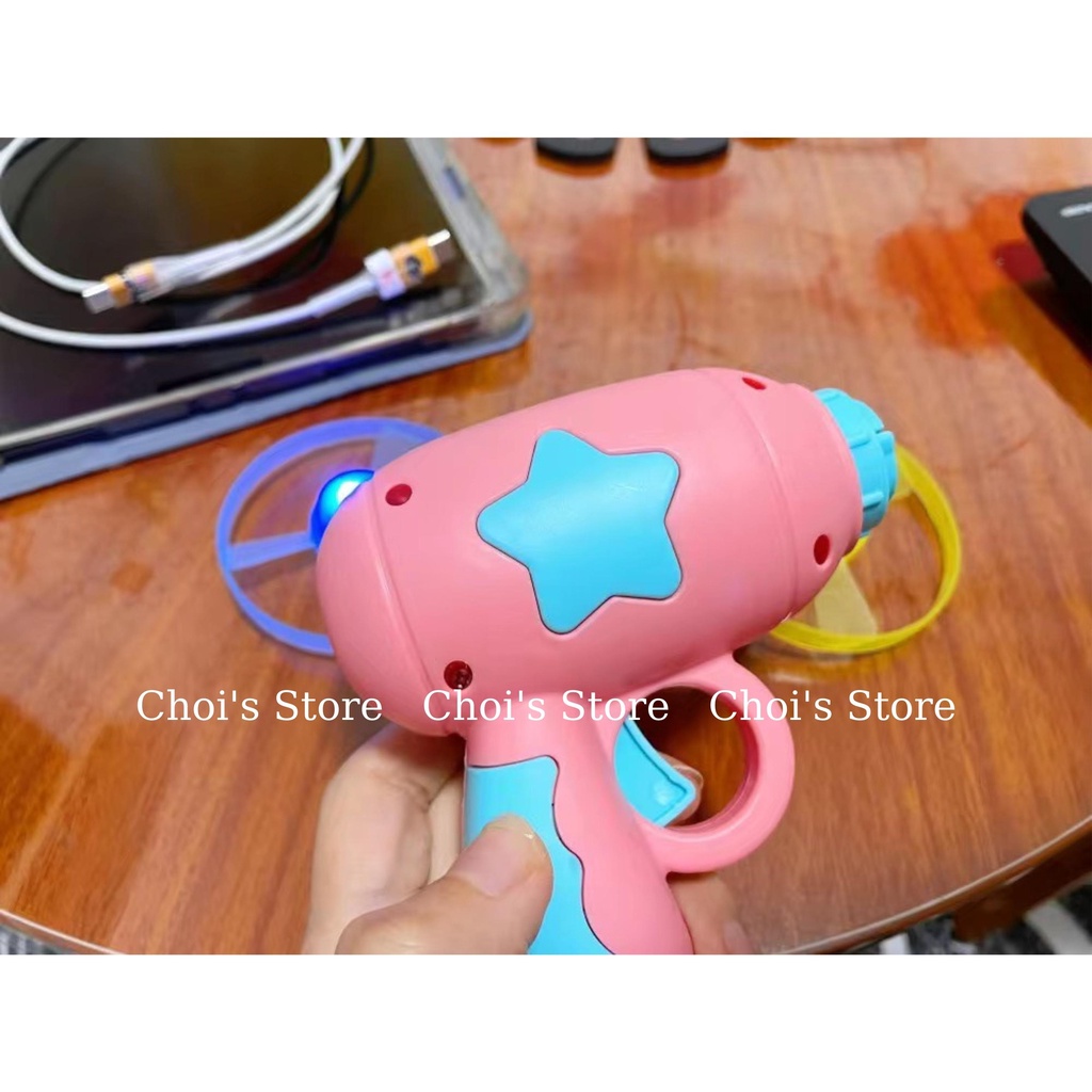 Đồ chơi máy bắn chong chóng, súng phóng đĩa bay phát sáng nhiều màu sắc