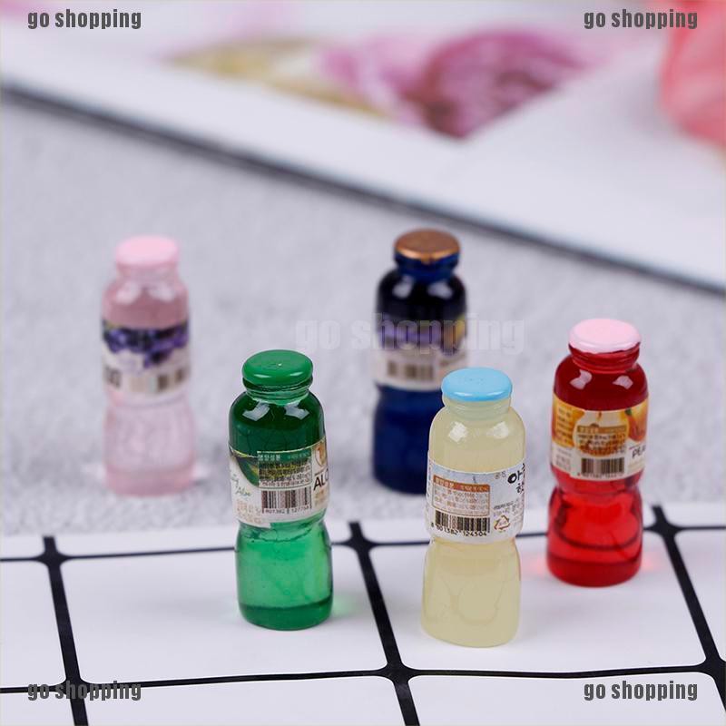 {go shopping}5pcs 1:12 scale miniature dollhouse drink bottle mini food play kids kitchen toy