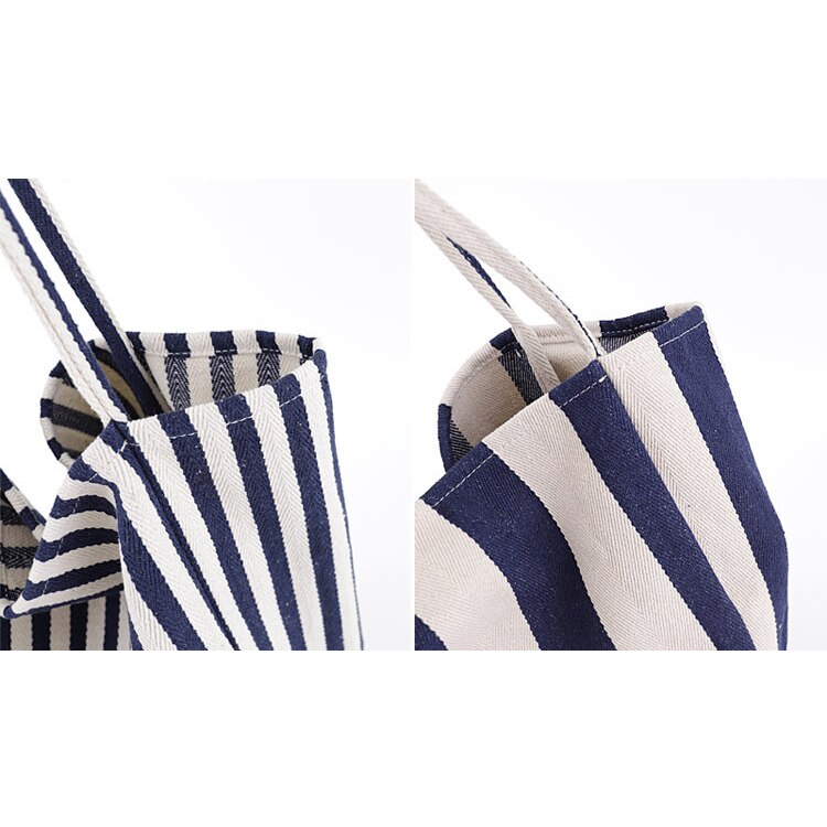 Túi Xách Vải Canvas Họa Tiết Sọc Thời Trang Cho Nữ