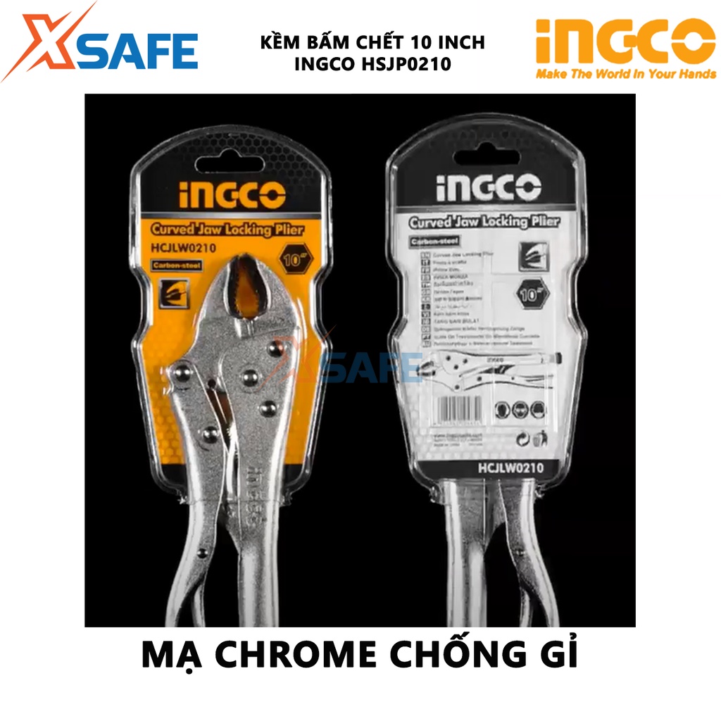 Kìm bấm hàm INGCO HSJP0210 Kềm bấm chết size 10 inch, chất liệu thép CR-V mạ niken chống gỉ - Chính hãng [XSAFE]