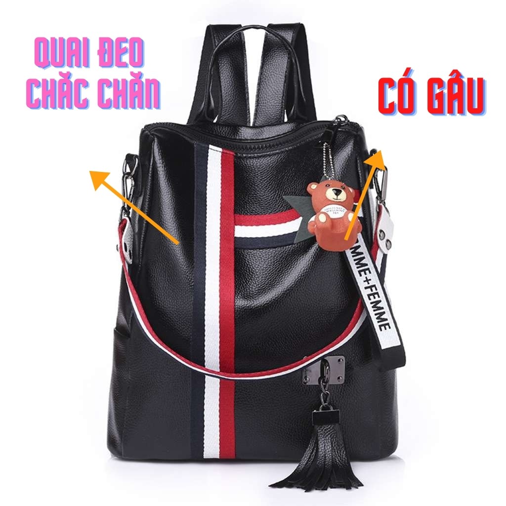 Ba Lô Nữ BL3 Khóa Gấu Phong Cách Hàn Quốc